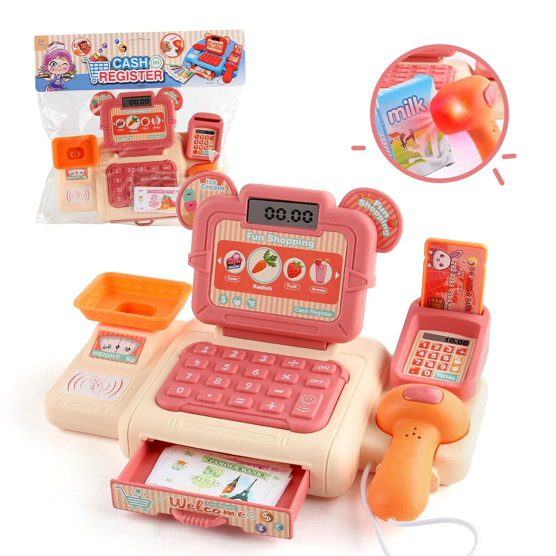 Cash House Toys Electronic Game Lighting And Sound Effects Supermarket Cashier Toys