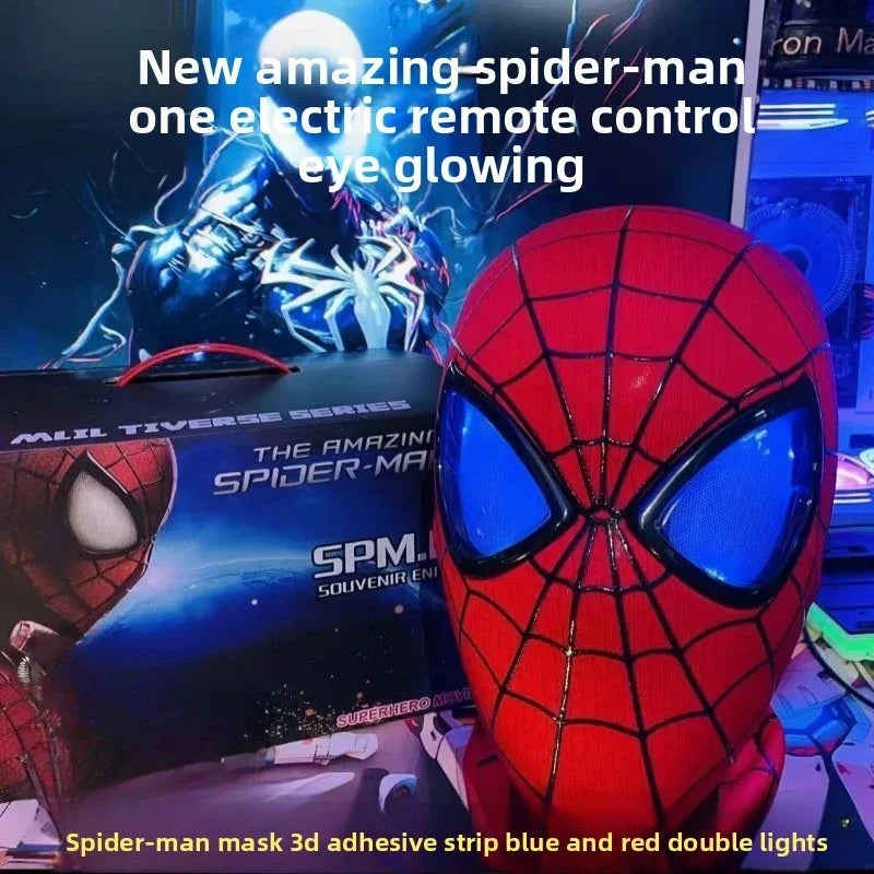 Miles Spider-Man 1:1 Scale Electronic Mask With Moving Glowing Eyes Ring Control Cosplay Toy