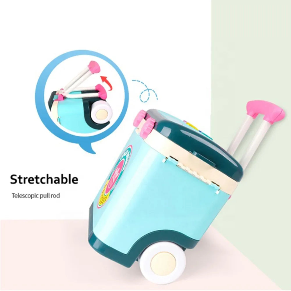Ice Cream Shop Pretend Play Set Suitcase Cart Toys for Kids