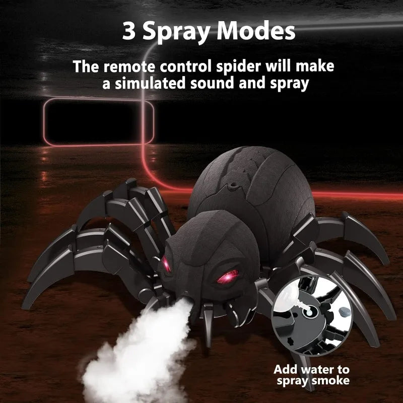 RC Spider Robot Remote Control Spider Toys with Spray/Light/Music Gifts for 6 -12 Year Old Kids