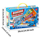 Foldable Dinosaur Transforming Race Track Launcher, 4 Shapes Multi Gameplay Stunt Car Toy