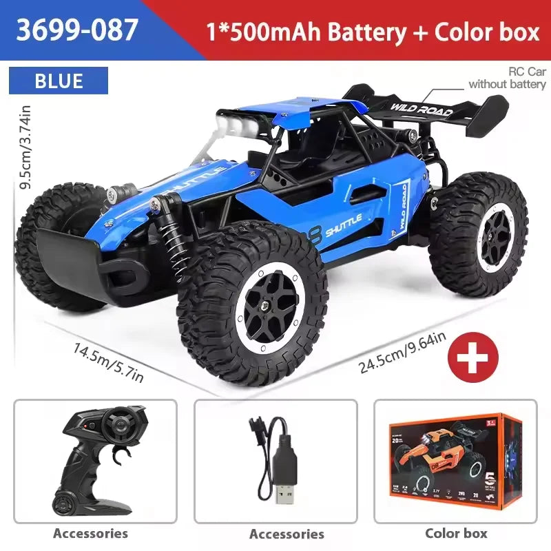 1:16 Scale Remote Control Monster Truck High Speeds 20KMH Off-Road RC Car with LED Lights for Adults Kids Durable Gift Ready for