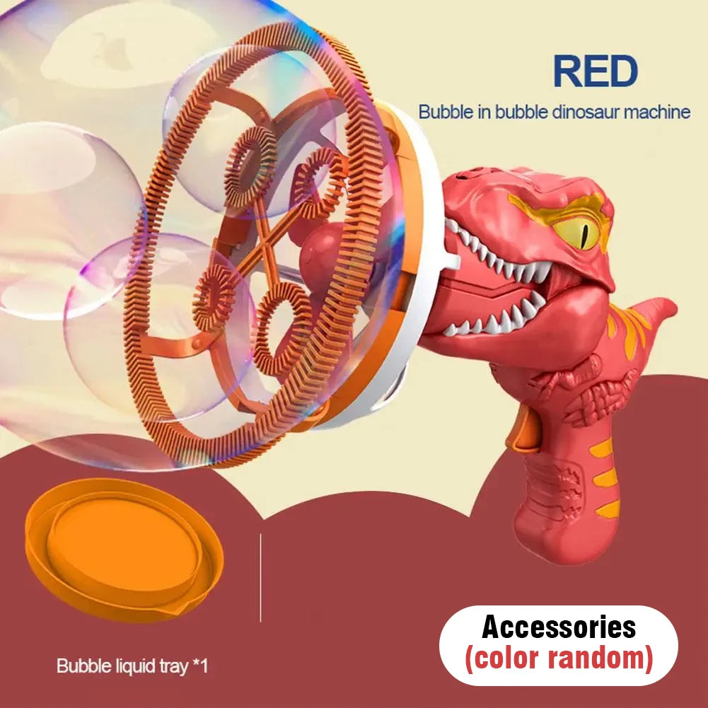 Dinosaur Electric Bubble Gun Automatic Blowing Tuba Large Soap Handheld Bubble Machine Kids Toys Birthday Party Outdoor Wedding
