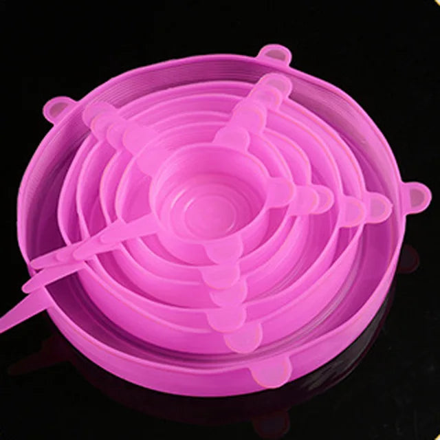 6 Pcs Silicone Cover Stretch Lids for Kitchen Microwave Food Covers Bowl Caps Elastic Silicone