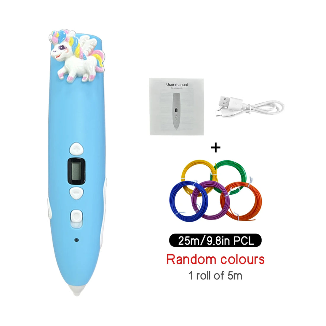 Unicorn Low Temperature 3D Printing Pen for Kids Safe 3D Drawing Pen with LED Display
