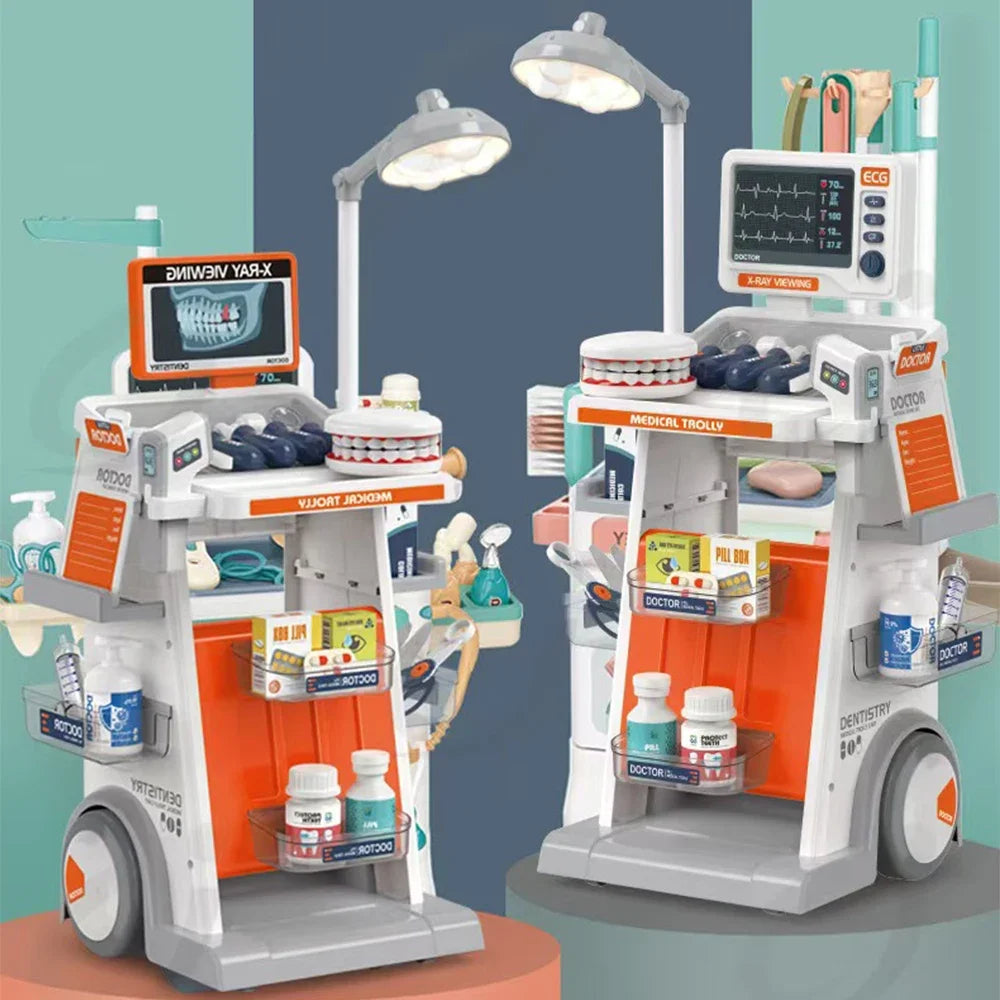 Hospital Play Medical Equipment Table Fillings Injection Stethoscope Medical Trolley