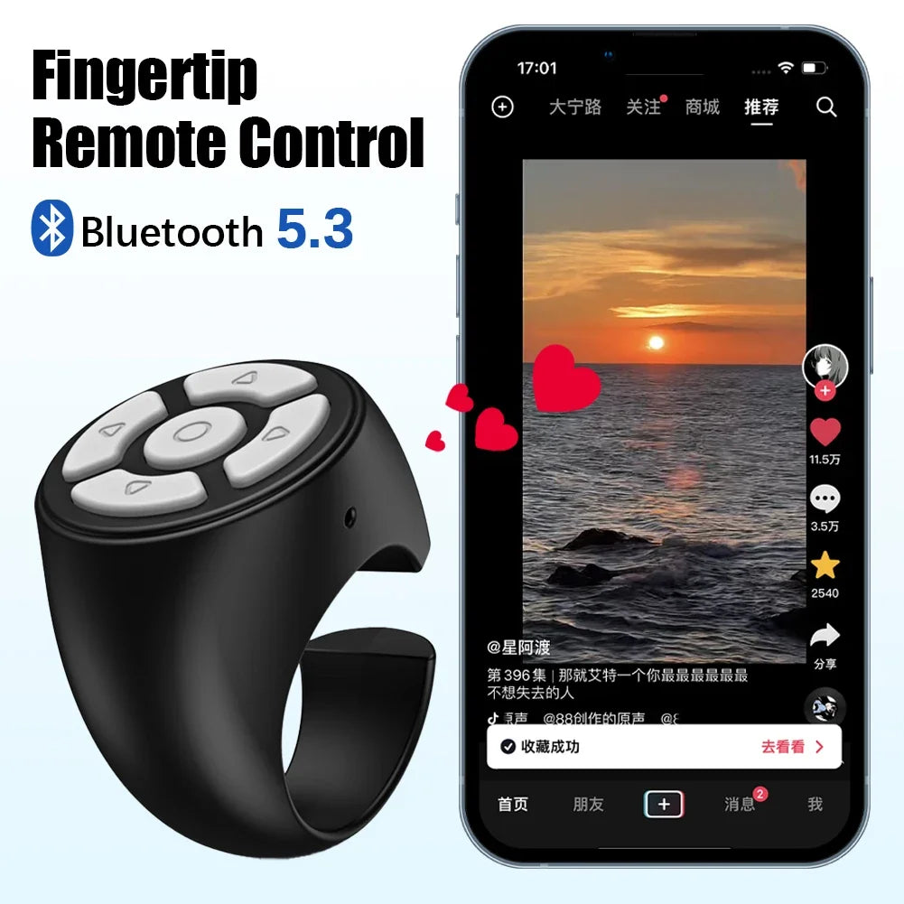 Finger  Scrolling Ring Tiktoks Remote Mobile Phone Video Remote Control Selfie Stick Camera Bluetooth compatible