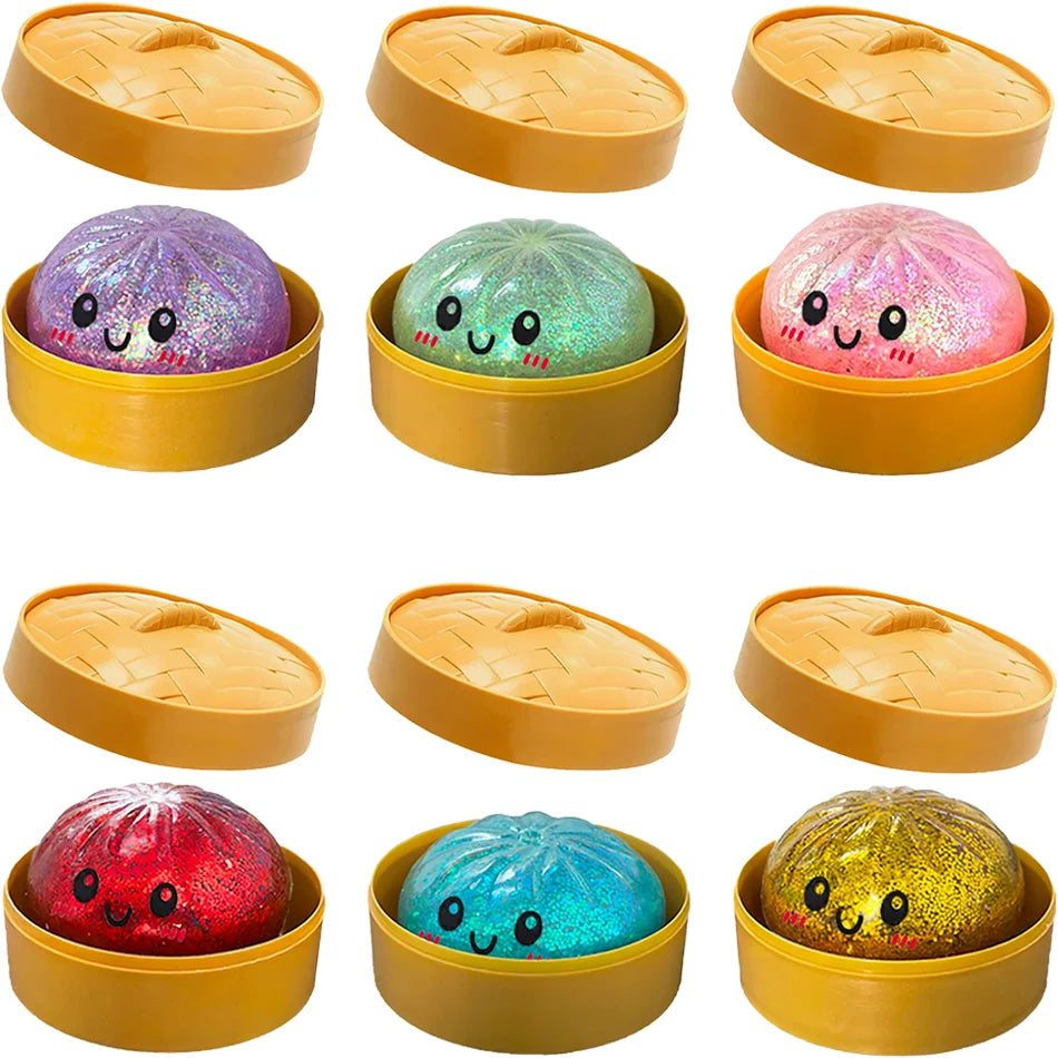 Glitter Dumpling Glitter Dumpling Squishy with Box Dumplings Sensory Squeeze Toy