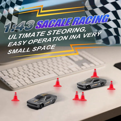 Oike 4WD Remote Control Desktop Car for Adults Kids 1/64 or 1/43 Mini Drift Racing High Speed RC Car with LED Lights Hobby Gift