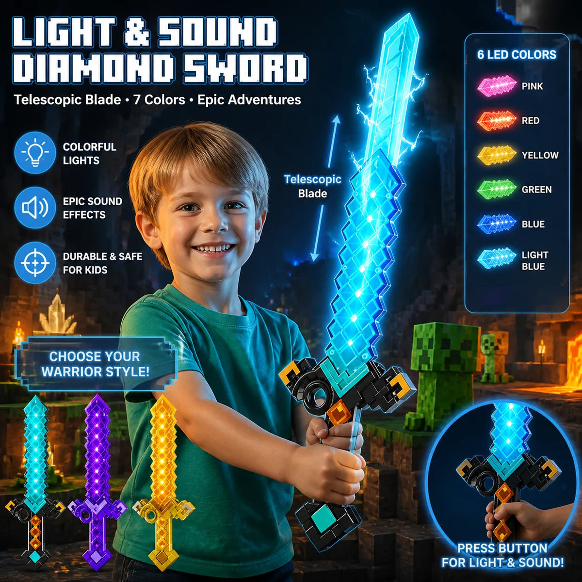 Retractable Dual-Blade Diamond Sword Lightsaber Toy