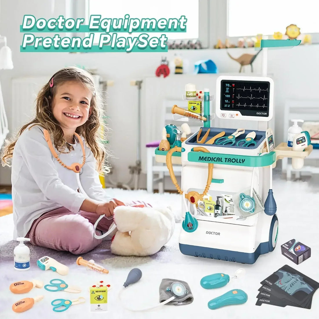 Large Hospital Play Pretend Role Play Nurse Doctor Set for Kids