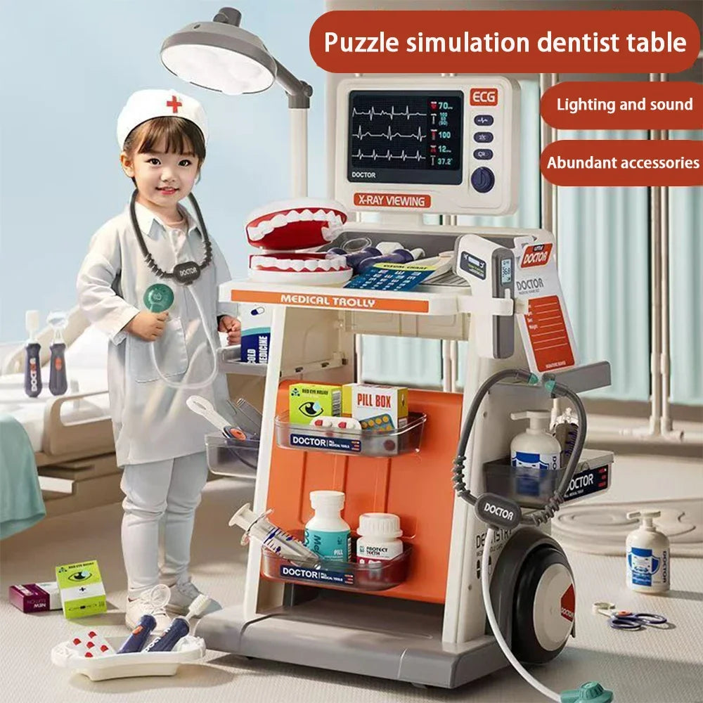 Hospital Play Medical Equipment Table Fillings Injection Stethoscope Medical Trolley