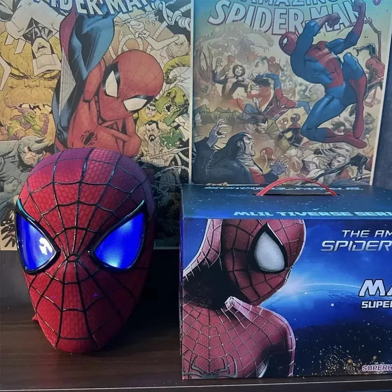 Miles Spider-Man 1:1 Scale Electronic Mask With Moving Glowing Eyes Ring Control Cosplay Toy