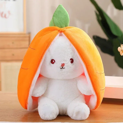 25cm Cute Strawberry Carrot Rabbit Plush Toy Stuffed Creative Into Fruit Transform Baby Cuddly Bunny Doll