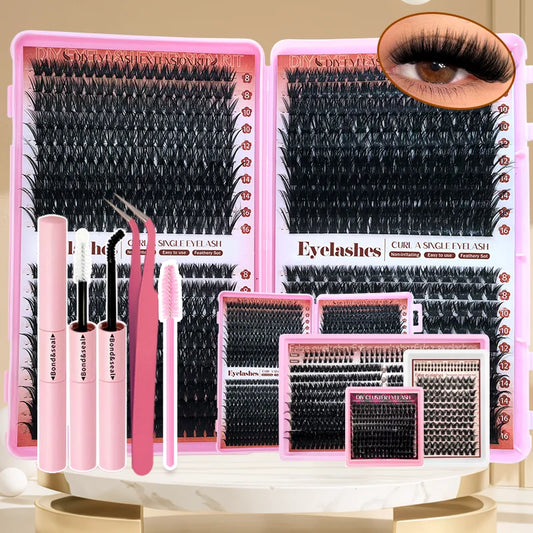 DIY Lash Extension Kit 8-16mm Mixed Lengths Fluffy Cluster Lashes Set