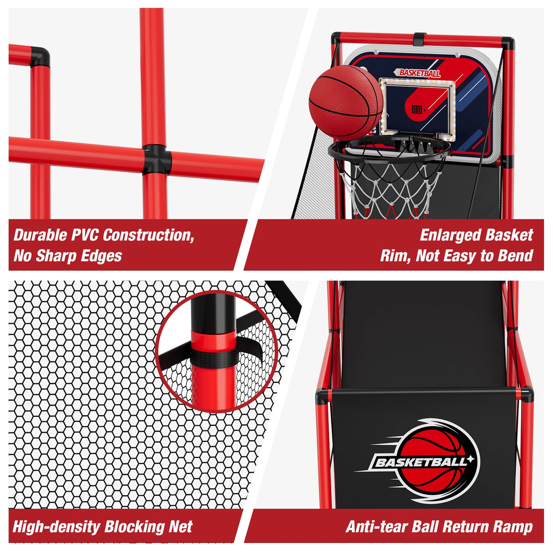 Arcade Basketball Game Set - Indoor/Outdoor Basketball Play, Easy Setup with Pump & Balls,