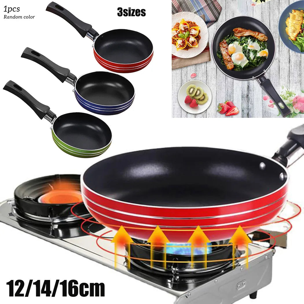 1pc 12/14/16/18cm Frying Pan Non-Stick Frypan Pot Saucepan Random Color For Kitchen