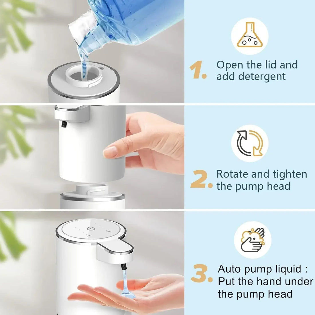 Automatic Foaming Soap Dispenser Touchless, 450ml USB Rechargeable Wall Mount Sensor
