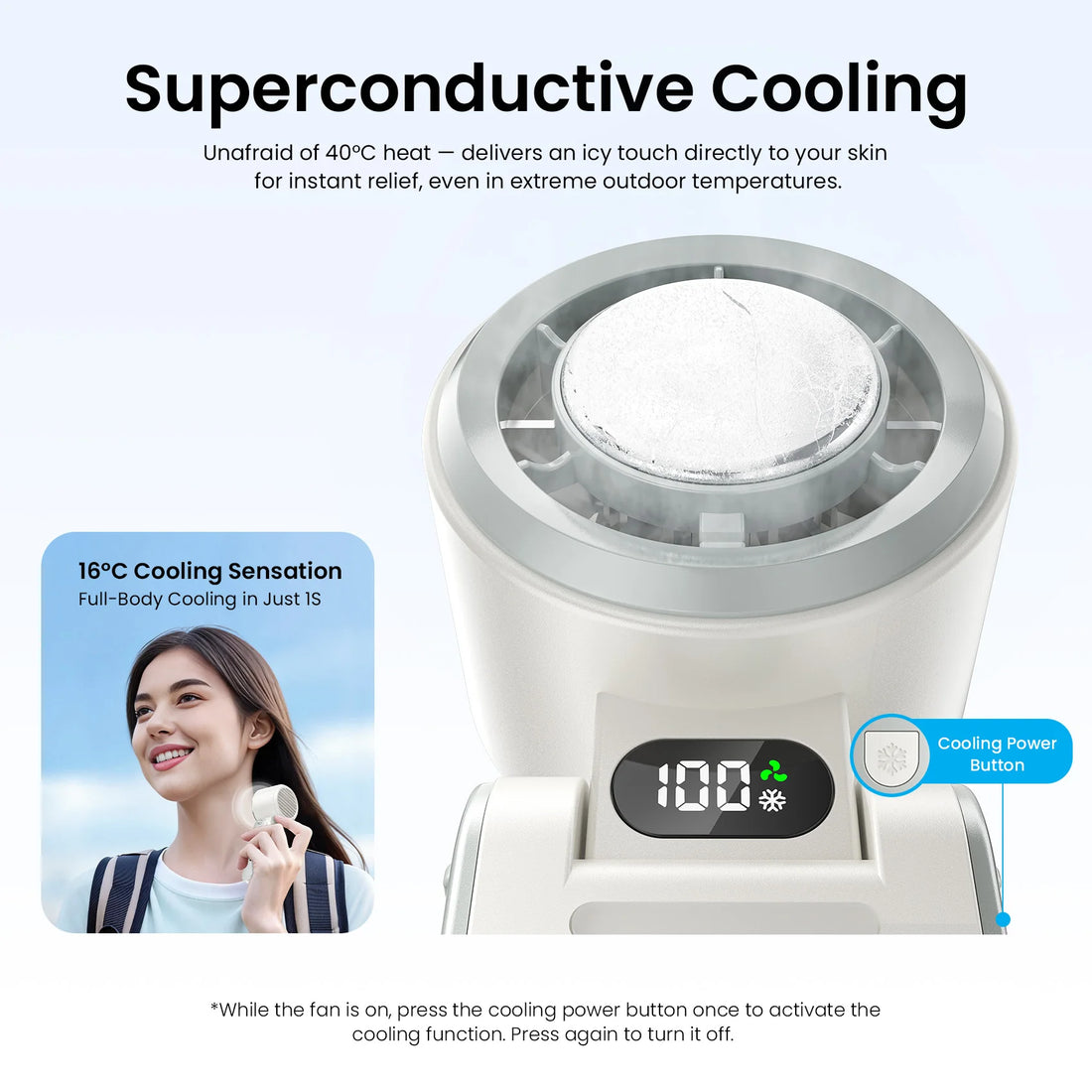 Vention Handheld Fan Superconductive Cooling 100 Speeds 13000 RPM LED Digital Display Handheld