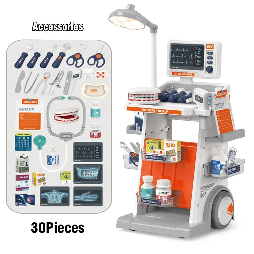 Hospital Play Medical Equipment Table Fillings Injection Stethoscope Medical Trolley