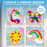 JOYFY 4PCS Window Art 2-in-1 Gems and Gels Suncatcher Diamond and Gels Arts & Crafts Toys