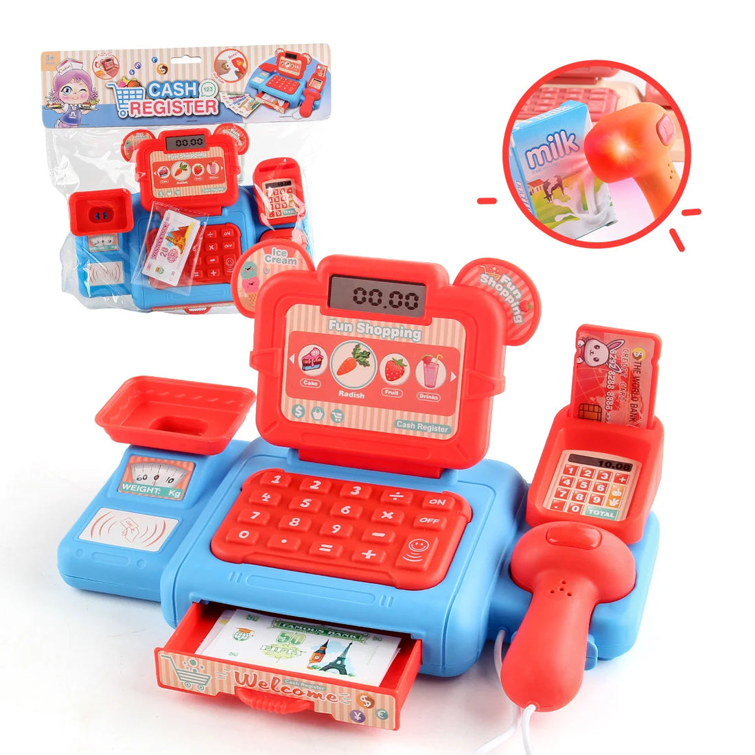 Cash House Toys Electronic Game Lighting And Sound Effects Supermarket Cashier Toys