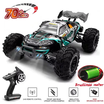SCY 1:16 4WD RC Car 70KM/H Or 50KM/H With LED Light 2.4G Remote Control Cars High Speed Drift Monster 4x4 Truck for Children Gif