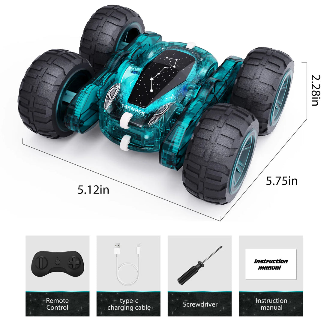 Remote Control Car with Lights, 2.4Ghz RC Car Double Sided 360°Flip RC Stunt Cars