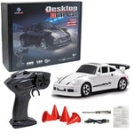Oike 4WD Remote Control Desktop Car for Adults Kids 1/64 or 1/43 Mini Drift Racing High Speed RC Car with LED Lights Hobby Gift