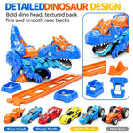 Foldable Dinosaur Transforming Race Track Launcher, 4 Shapes Multi Gameplay Stunt Car Toy
