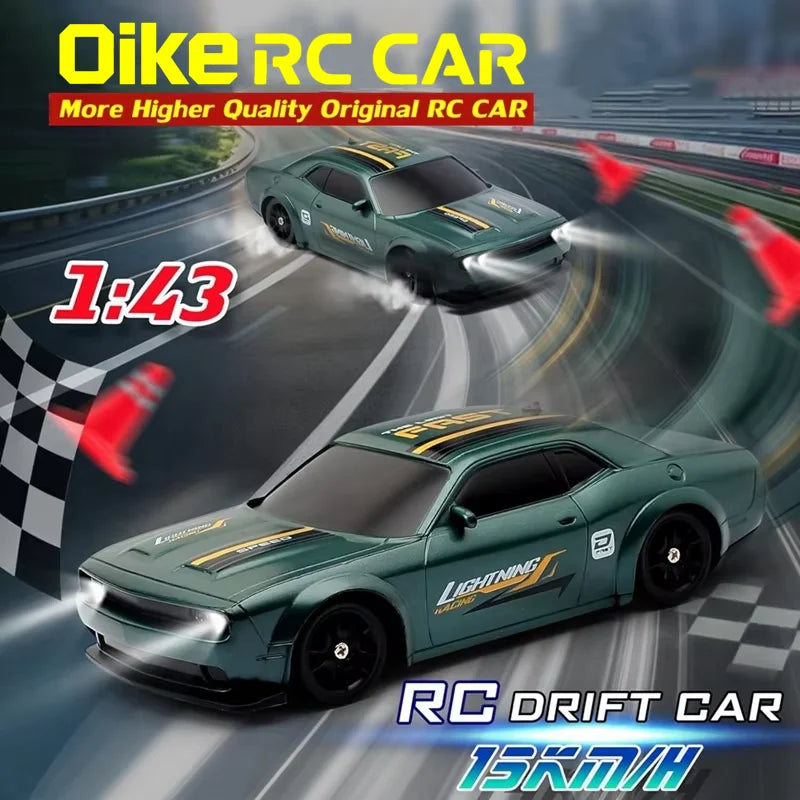 Oike 4WD Remote Control Desktop Car for Adults Kids 1/64 or 1/43 Mini Drift Racing High Speed RC Car with LED Lights Hobby Gift