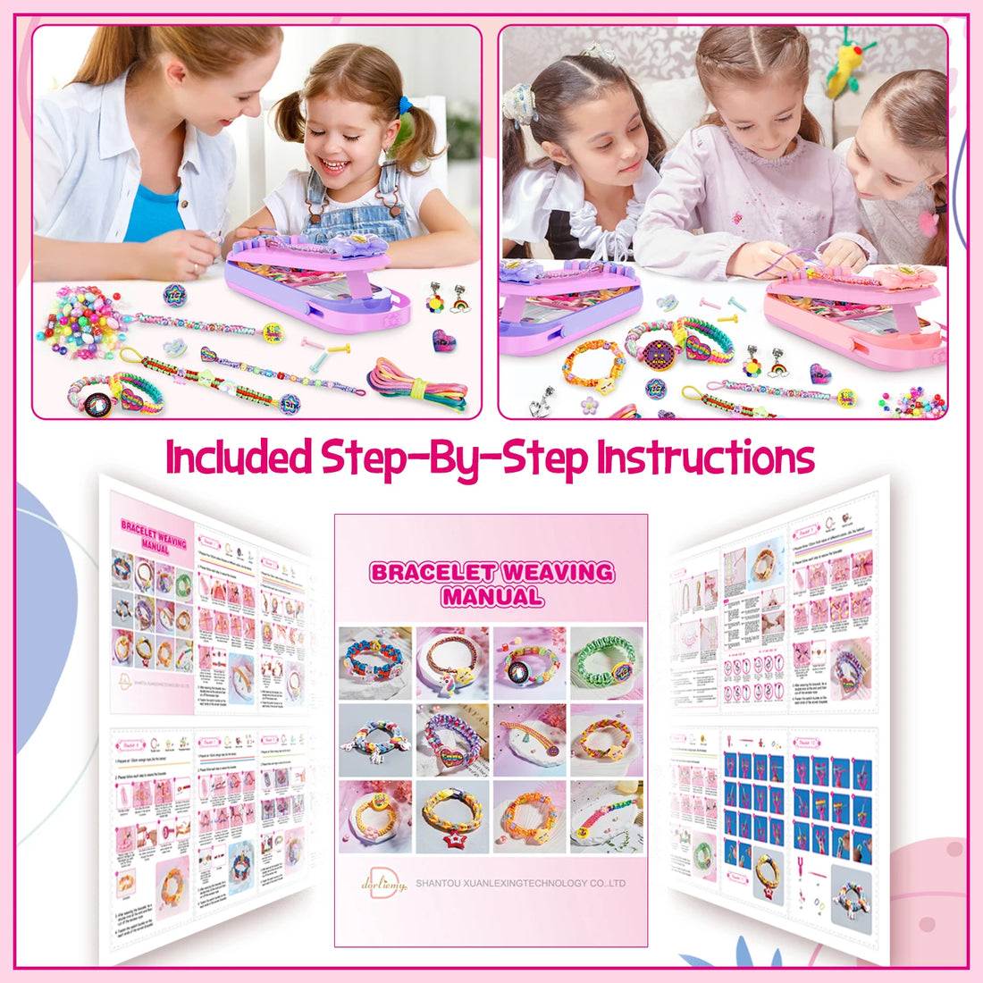 DIY Bracelet Making Kit for Girls - Children's Art And Craft Jewelry Rope Weaving Set Toy