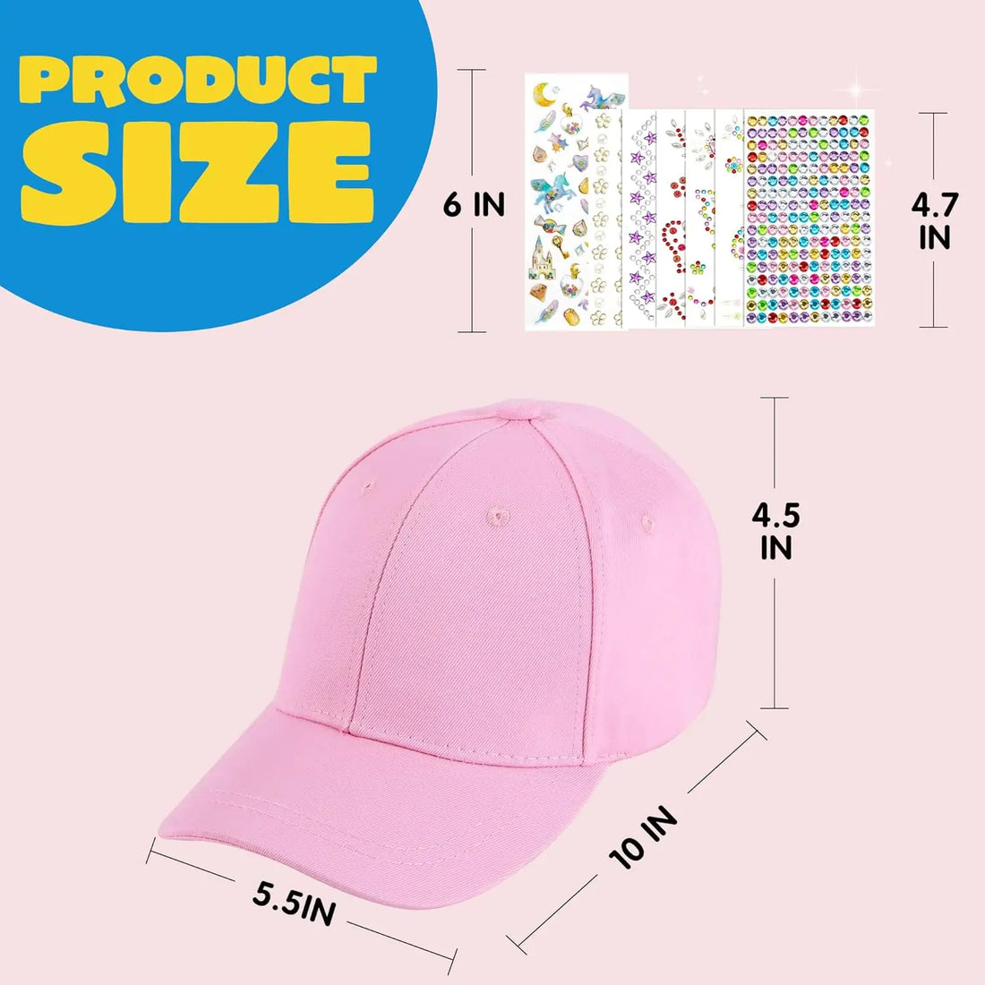 JOYFY DecorateYour Own Baseball Cap with 7 Sheets Gems Stickers Art & Crafts Kit