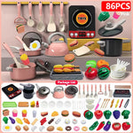 Kids Kitchen Toys Set 92/86/69/59PCS Play Kitchen Accessories Kit with Play Pots Pretend Food