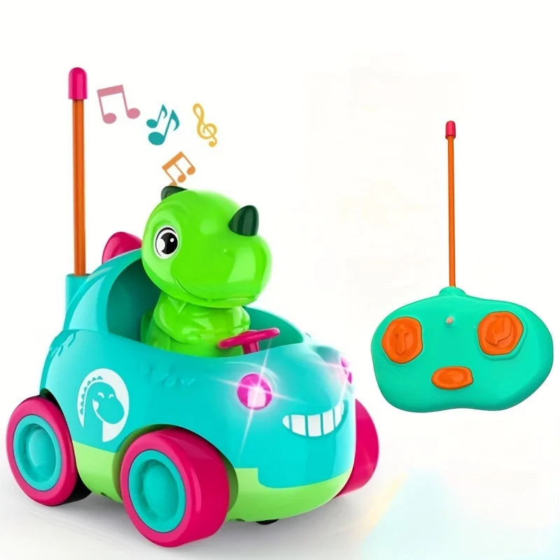 Dinosaur RC Car for Toddlers with Lights & Music, Cartoon Electric Toy Vehicle - 2CH , Gift for Kids Birthday Christmas