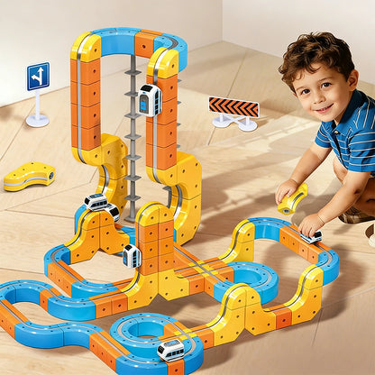 Magnetic Train Set DIY 3D Cube Track Electric Train Set for Kids