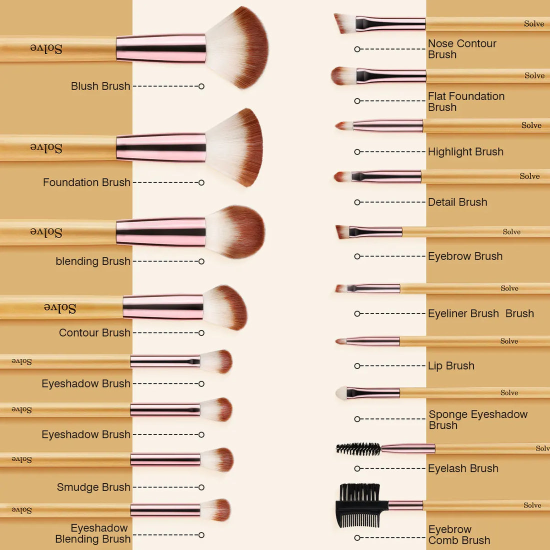 14-18Pcs Premium Synthetic Makeup Brushes Set Foundation Powder