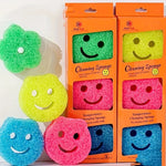 3pcs Smiley Face Cleaning Sponge, Colorful Temperature-Changing Kitchen Sponges, Multi-Purpose