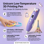Unicorn Low Temperature 3D Printing Pen for Kids Safe 3D Drawing Pen with LED Display