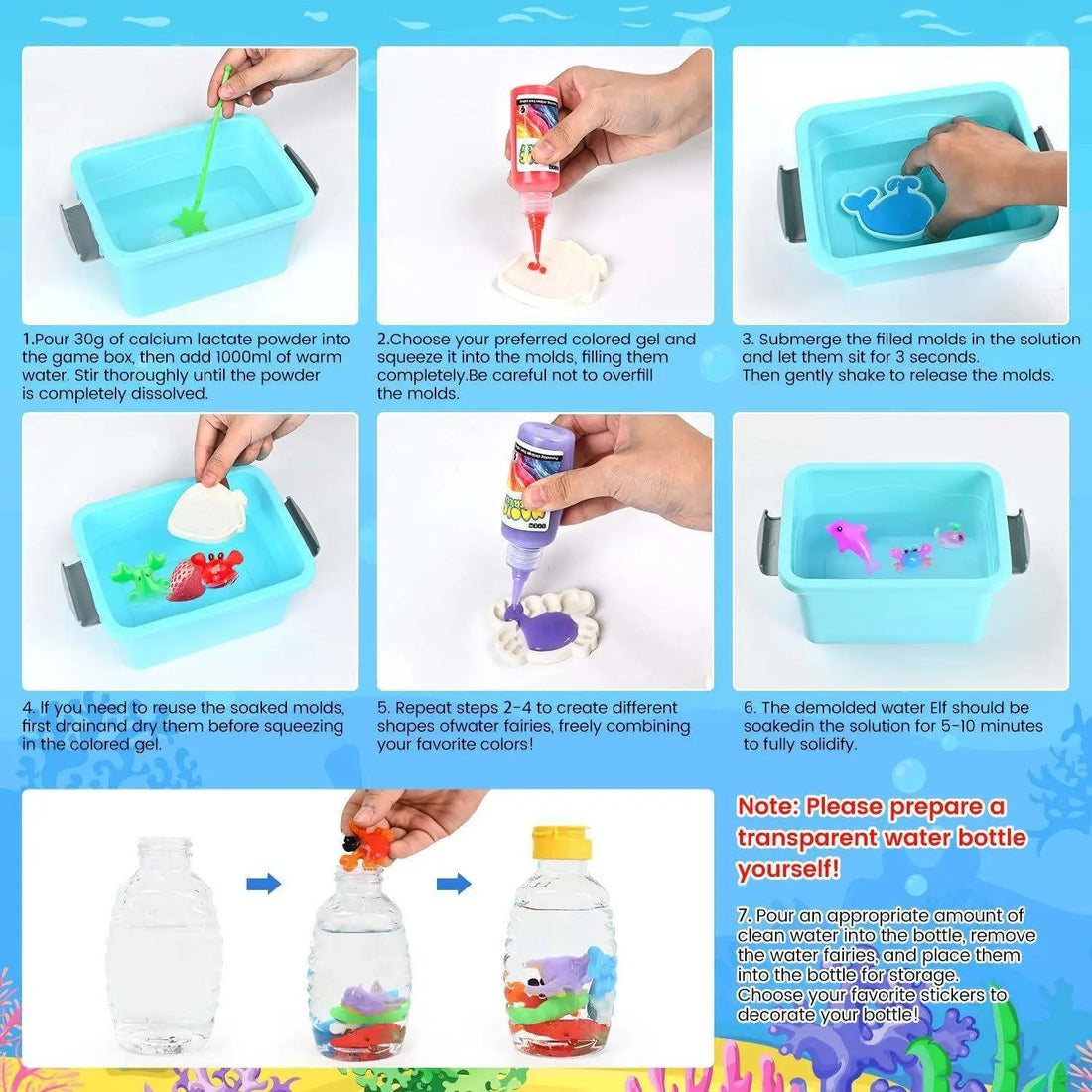Magic Gel Water Beads Toy: 12-Pack DIY Fairy Garden Kit with Molds, STEM Sensory Squishy Toys,
