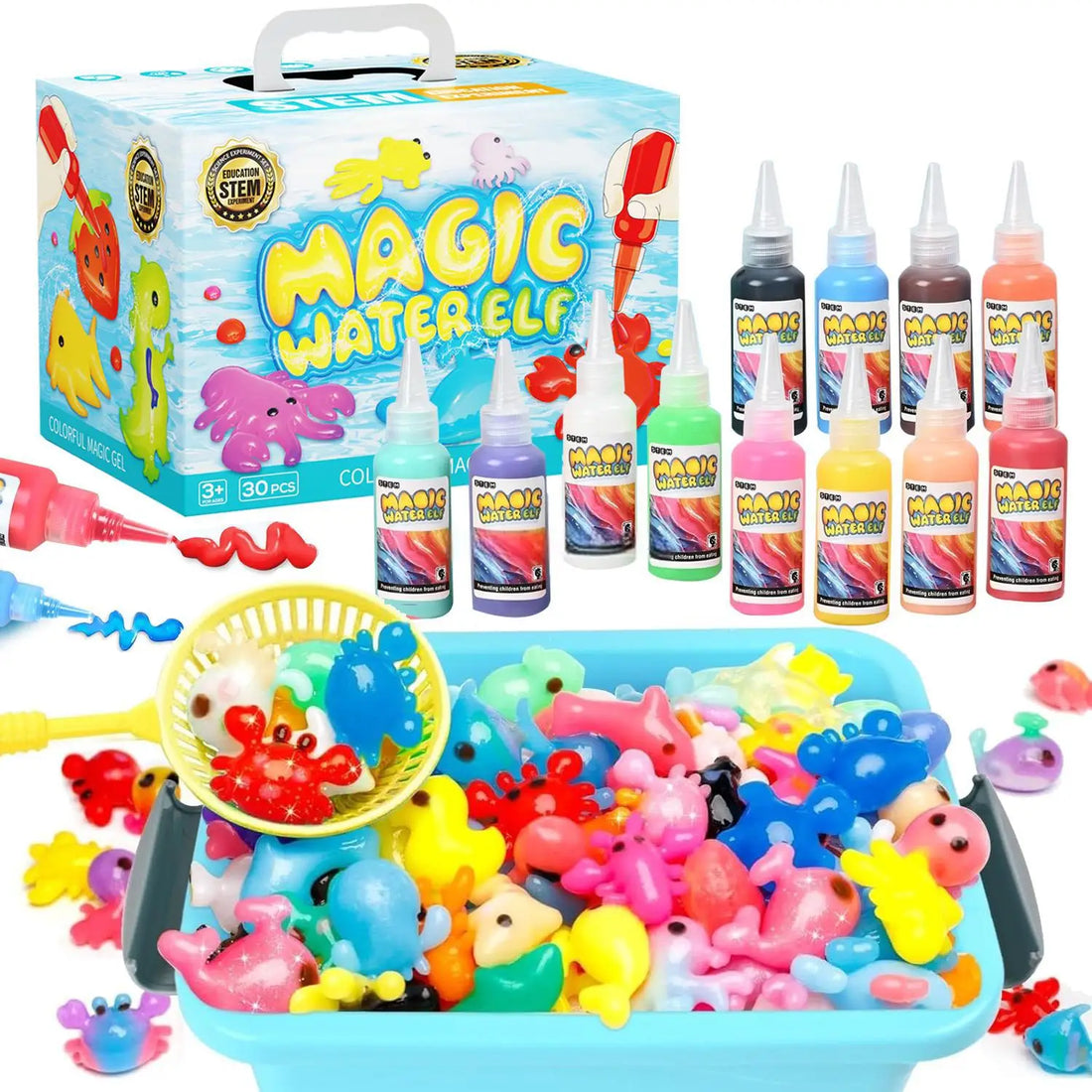 Magic Gel Water Beads Toy: 12-Pack DIY Fairy Garden Kit with Molds, STEM Sensory Squishy Toys,