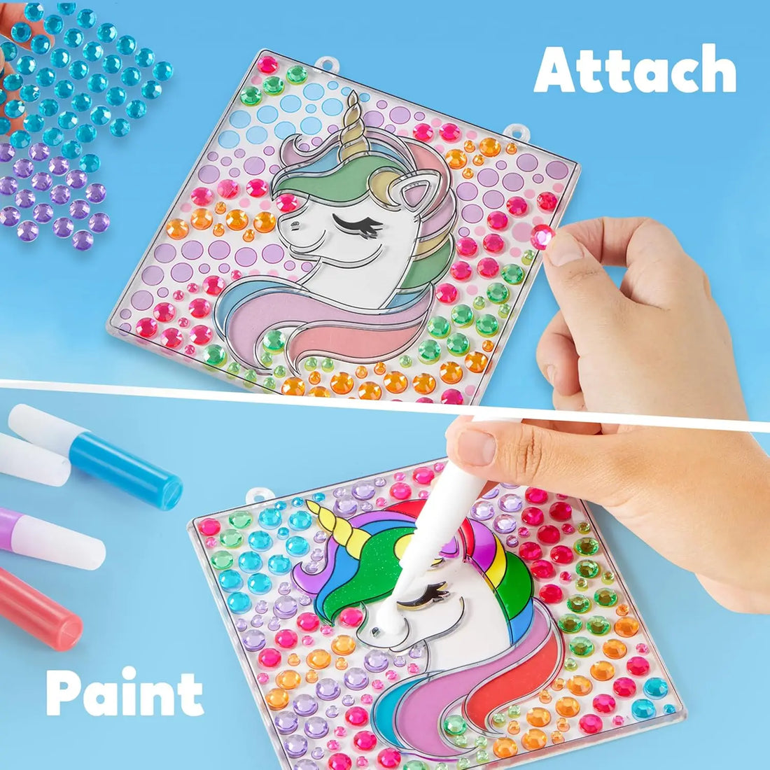 JOYFY 4PCS Window Art 2-in-1 Gems and Gels Suncatcher Diamond and Gels Arts & Crafts Toys