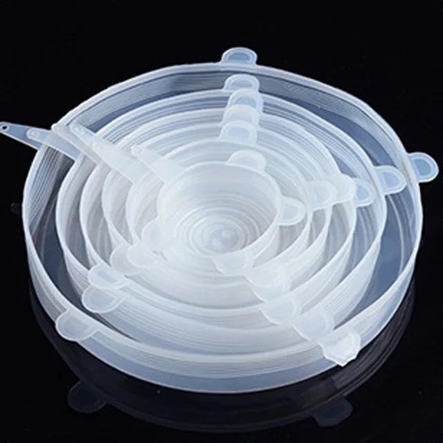 6 Pcs Silicone Cover Stretch Lids for Kitchen Microwave Food Covers Bowl Caps Elastic Silicone