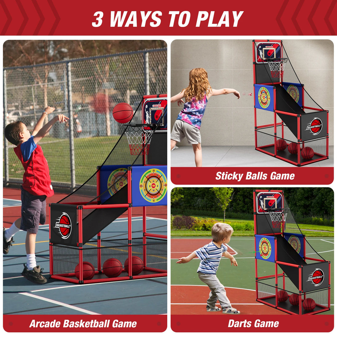 Arcade Basketball Game Set - Indoor/Outdoor Basketball Play, Easy Setup with Pump & Balls,