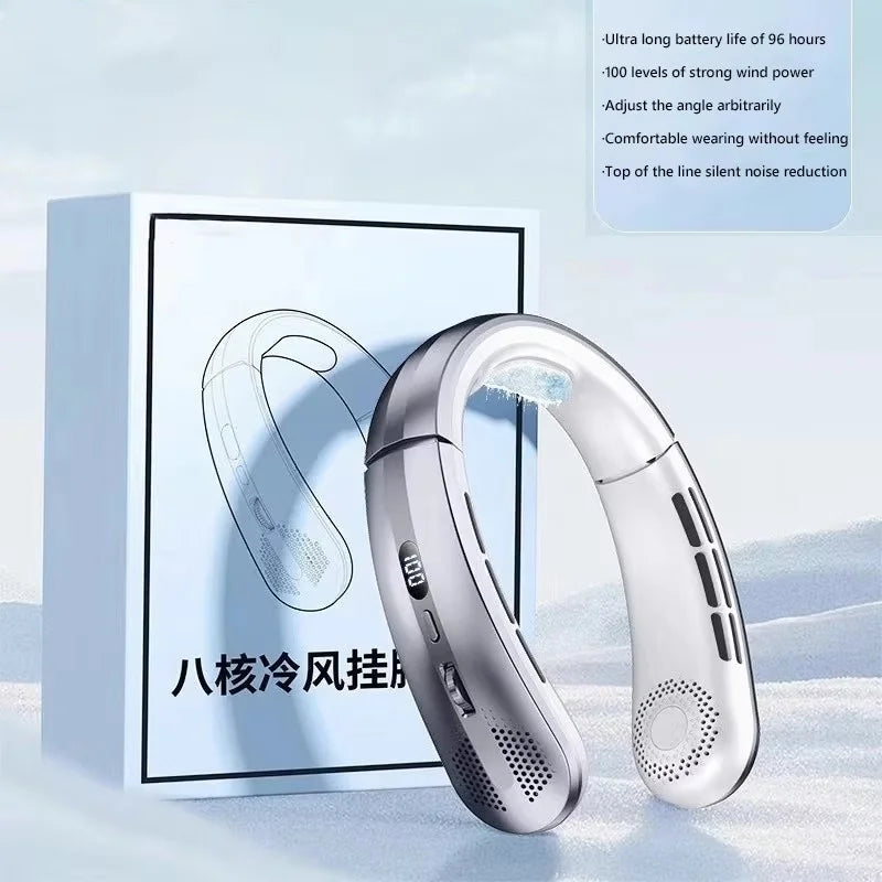 Electric Hanging Neck Fan Portable Bladeless Mini Rechargeable  Air Cooler