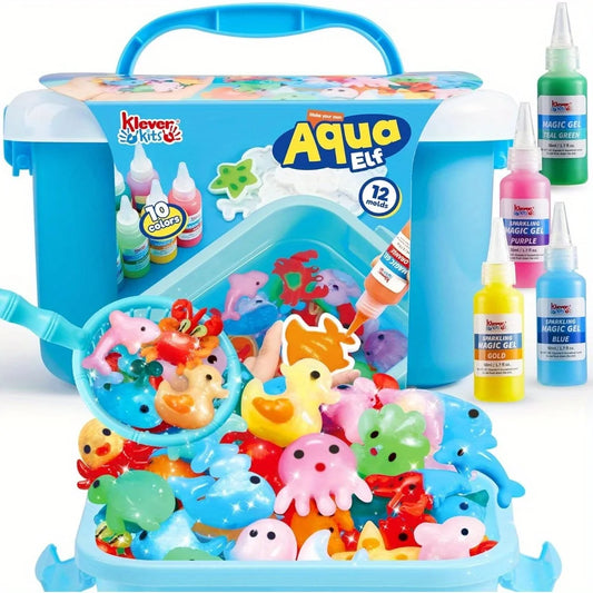 JOYFY Aqua Elf Water Gel Kit Magic Fairy Water Toy Kit with 10 Magic Gels 12 Sea Creature Molds