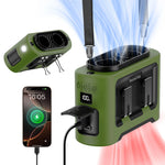 Portable Waist Fan Dual Airflow Outlet Turbo Motors with Four Clips Emergency Flashlight Power Bank for Outdoor