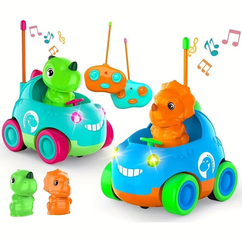 Dinosaur RC Car for Toddlers with Lights & Music, Cartoon Electric Toy Vehicle - 2CH , Gift for Kids Birthday Christmas