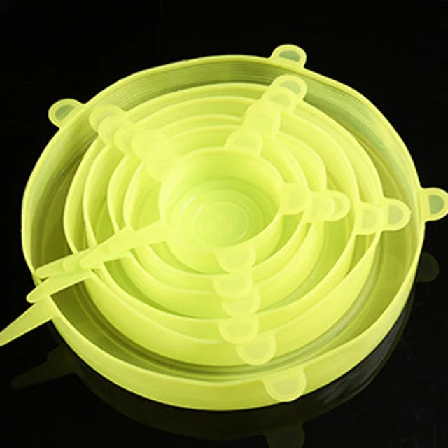 6 Pcs Silicone Cover Stretch Lids for Kitchen Microwave Food Covers Bowl Caps Elastic Silicone
