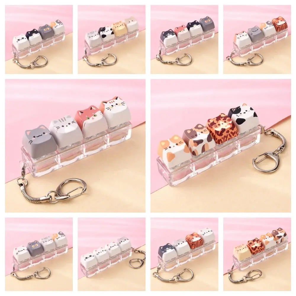 4 Keys Cat Fidget Keychain